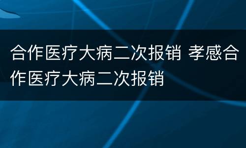 合作医疗大病二次报销 孝感合作医疗大病二次报销