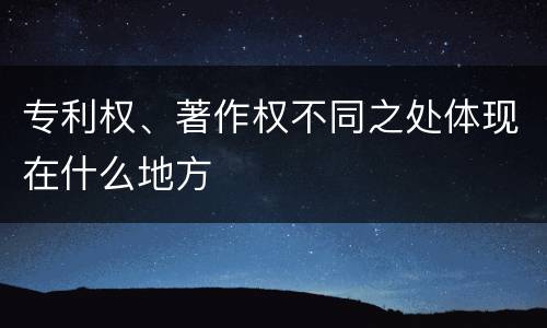 专利权、著作权不同之处体现在什么地方