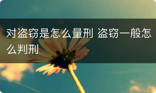 对盗窃是怎么量刑 盗窃一般怎么判刑
