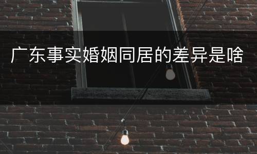广东事实婚姻同居的差异是啥