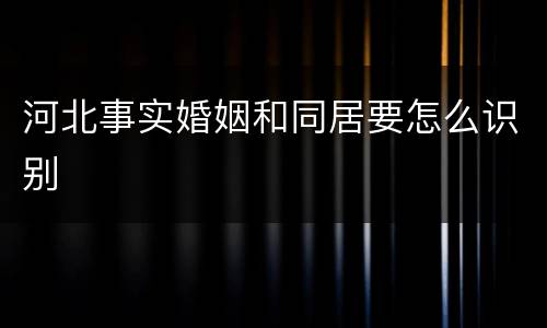 河北事实婚姻和同居要怎么识别