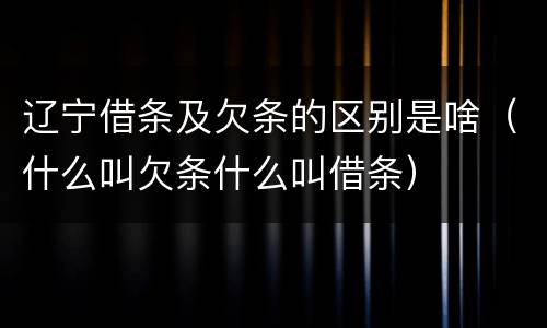 辽宁借条及欠条的区别是啥（什么叫欠条什么叫借条）
