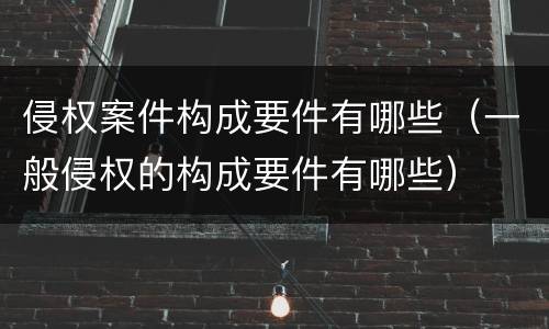 侵权案件构成要件有哪些（一般侵权的构成要件有哪些）