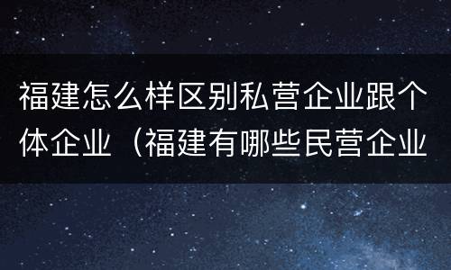 福建怎么样区别私营企业跟个体企业（福建有哪些民营企业）