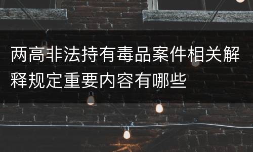 两高非法持有毒品案件相关解释规定重要内容有哪些