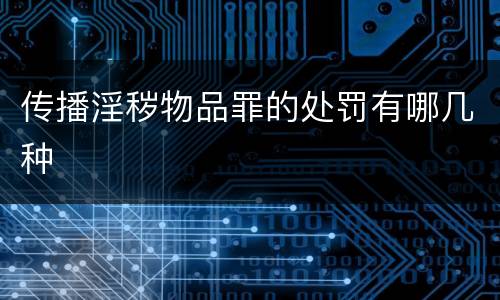 传播淫秽物品罪的处罚有哪几种