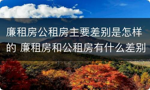 廉租房公租房主要差别是怎样的 廉租房和公租房有什么差别