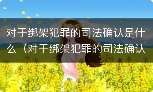对于绑架犯罪的司法确认是什么（对于绑架犯罪的司法确认是什么意思）