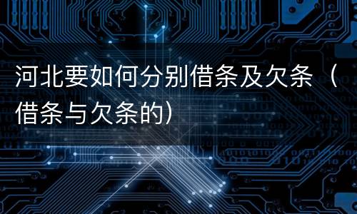 河北要如何分别借条及欠条（借条与欠条的）