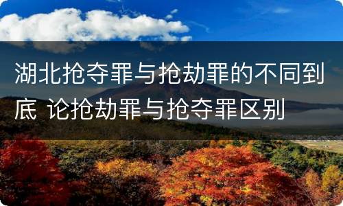 湖北抢夺罪与抢劫罪的不同到底 论抢劫罪与抢夺罪区别
