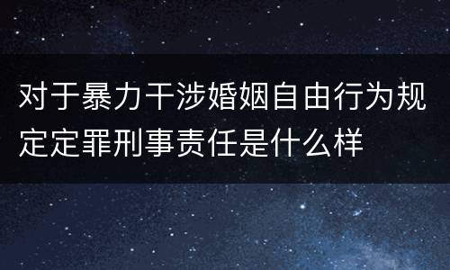 对于暴力干涉婚姻自由行为规定定罪刑事责任是什么样