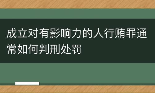 成立对有影响力的人行贿罪通常如何判刑处罚