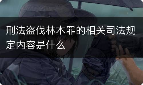 刑法盗伐林木罪的相关司法规定内容是什么