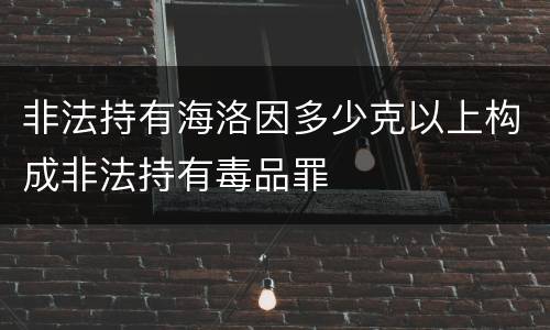 非法持有海洛因多少克以上构成非法持有毒品罪