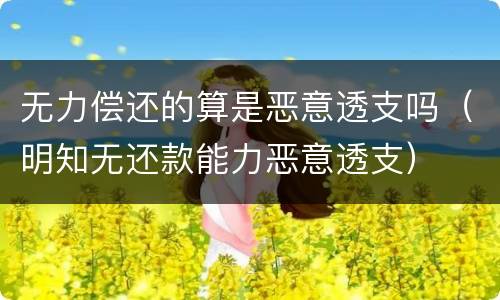 无力偿还的算是恶意透支吗（明知无还款能力恶意透支）