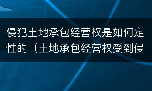 侵犯土地承包经营权是如何定性的（土地承包经营权受到侵害如何确定诉讼主体）