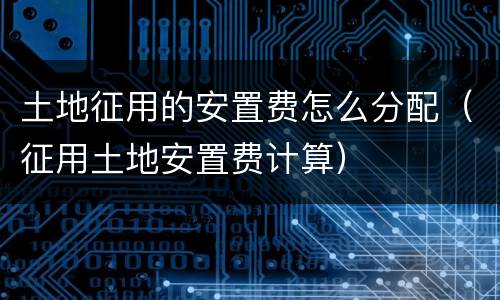 土地征用的安置费怎么分配（征用土地安置费计算）
