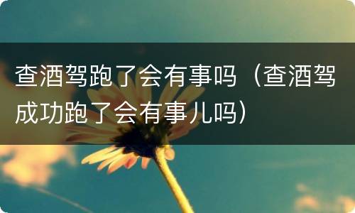 查酒驾跑了会有事吗（查酒驾成功跑了会有事儿吗）