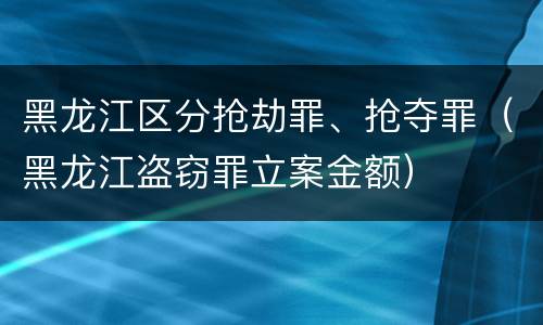 黑龙江区分抢劫罪、抢夺罪（黑龙江盗窃罪立案金额）