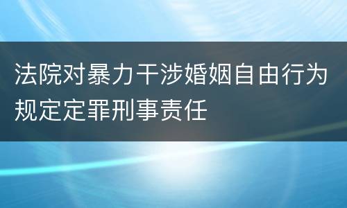法院对暴力干涉婚姻自由行为规定定罪刑事责任
