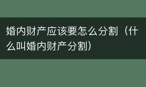 婚内财产应该要怎么分割（什么叫婚内财产分割）