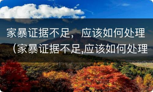 家暴证据不足，应该如何处理（家暴证据不足,应该如何处理呢）