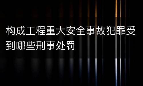 构成工程重大安全事故犯罪受到哪些刑事处罚