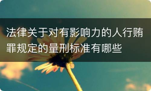法律关于对有影响力的人行贿罪规定的量刑标准有哪些