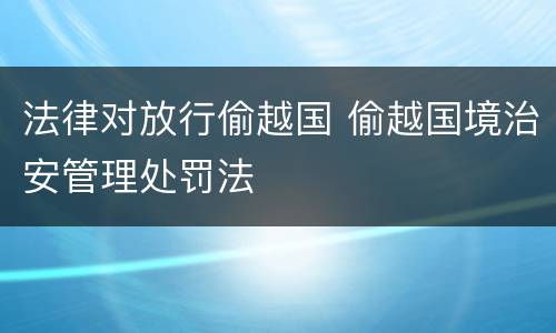 法律对放行偷越国 偷越国境治安管理处罚法