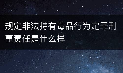 规定非法持有毒品行为定罪刑事责任是什么样