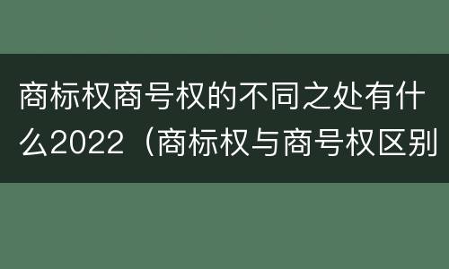 商标权商号权的不同之处有什么2022（商标权与商号权区别）