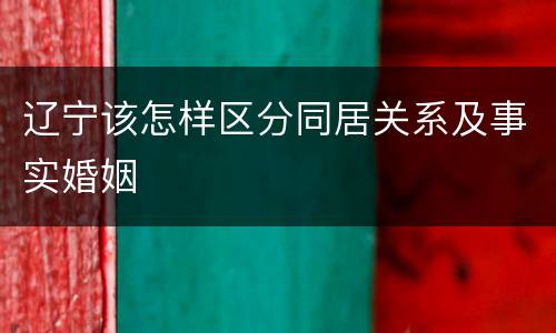 辽宁该怎样区分同居关系及事实婚姻