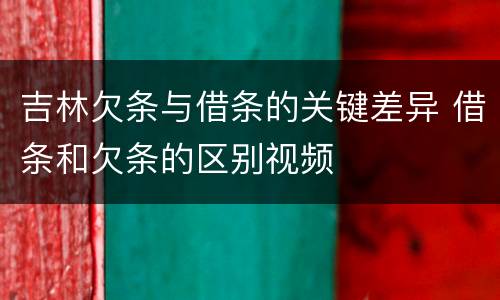 吉林欠条与借条的关键差异 借条和欠条的区别视频