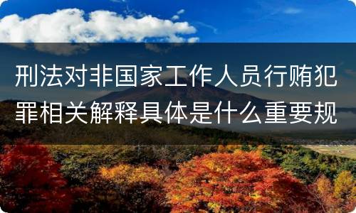 刑法对非国家工作人员行贿犯罪相关解释具体是什么重要规定