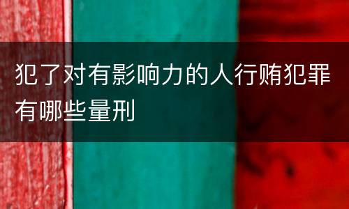 犯了对有影响力的人行贿犯罪有哪些量刑