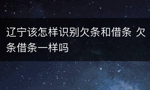 辽宁该怎样识别欠条和借条 欠条借条一样吗