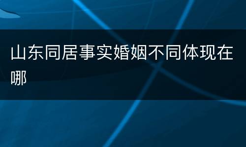 山东同居事实婚姻不同体现在哪