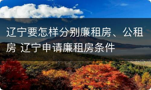 辽宁要怎样分别廉租房、公租房 辽宁申请廉租房条件