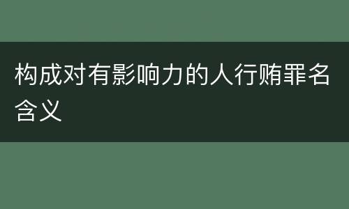 构成对有影响力的人行贿罪名含义