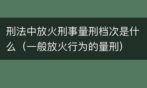刑法中放火刑事量刑档次是什么（一般放火行为的量刑）