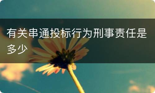 有关串通投标行为刑事责任是多少