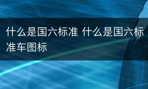 什么是国六标准 什么是国六标准车图标