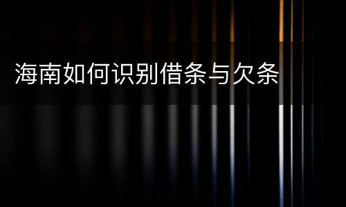 海南如何识别借条与欠条
