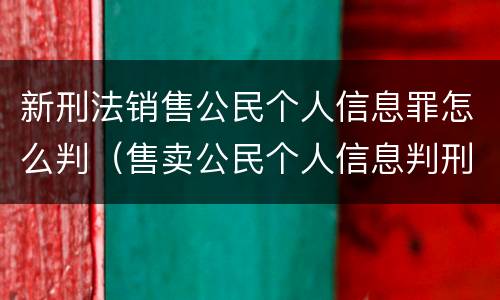 新刑法销售公民个人信息罪怎么判（售卖公民个人信息判刑案例）