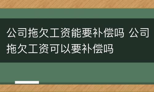 公司拖欠工资能要补偿吗 公司拖欠工资可以要补偿吗