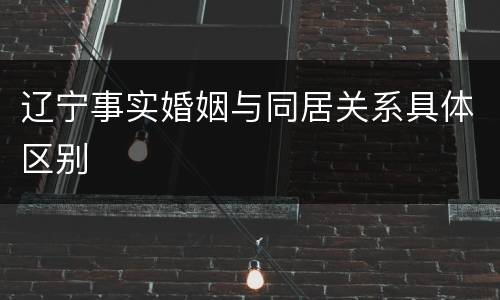 辽宁事实婚姻与同居关系具体区别