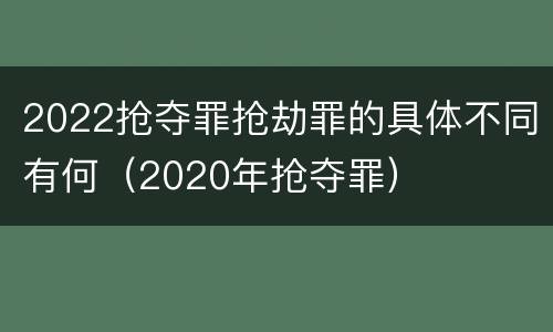 2022抢夺罪抢劫罪的具体不同有何（2020年抢夺罪）