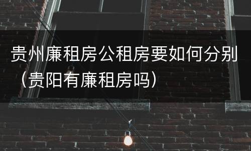 贵州廉租房公租房要如何分别（贵阳有廉租房吗）