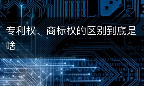 专利权、商标权的区别到底是啥