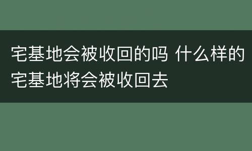 宅基地会被收回的吗 什么样的宅基地将会被收回去